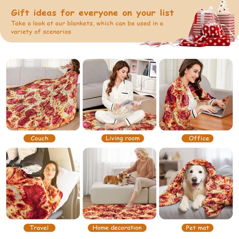 Outivity Pizza Blanket Adult Size 71 Inches, Funny Gifts for Girlfriend Boyfriend, Pepperoni Pizza Blanket, Novelty Food Blankets Oversized, Birthday Gifts for Her Him - Image 4